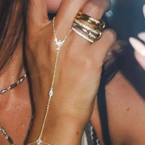 Elegant Sparkling Cubic Zirconia Multi-Layer Stacked Finger Ring Bracelet, Maximalist Jewelry, Perfect for Women's Daily Wear, Nightclub Parties and Gatherings