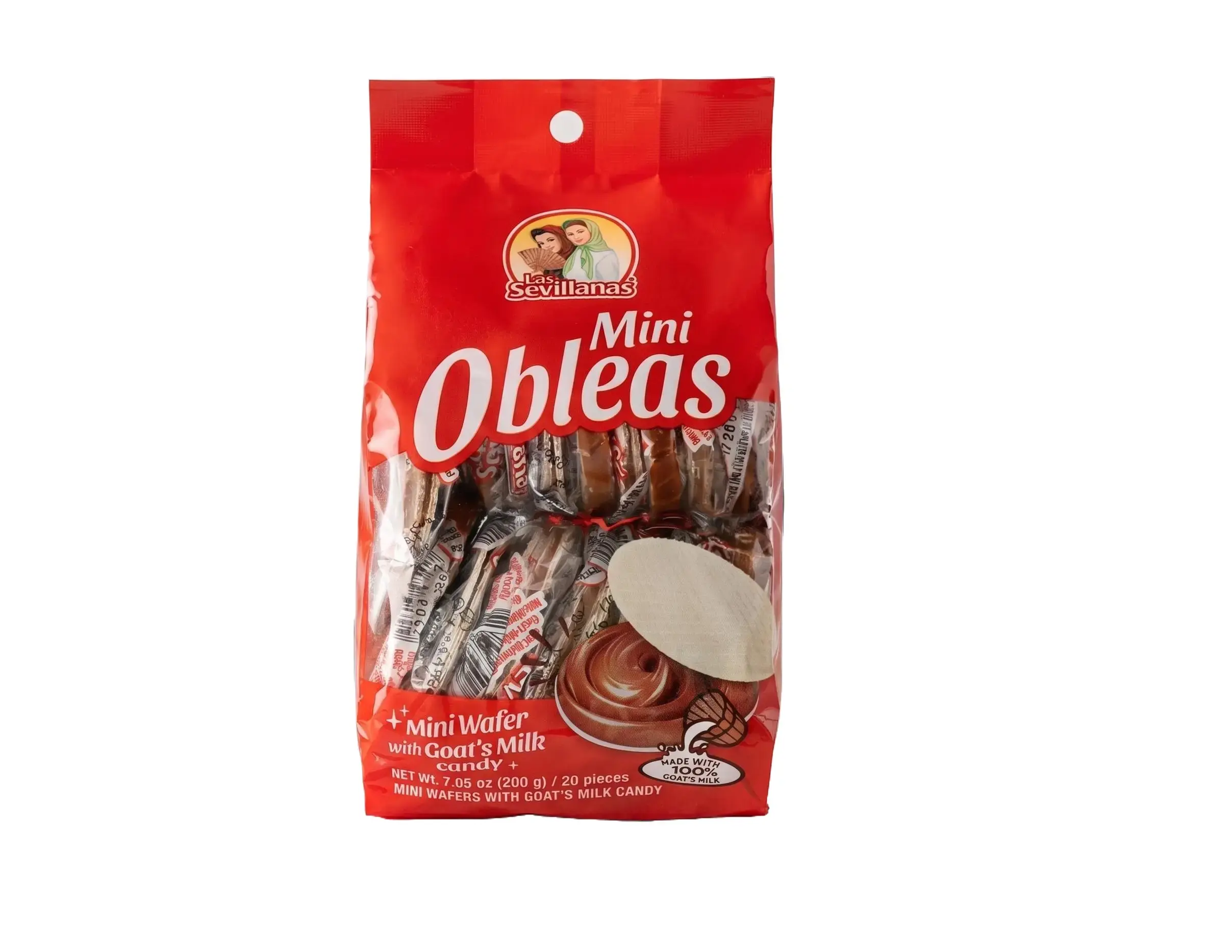 Las Sevillanas Creamy Snack, Crispy Cream-Filled Wafer Treats - 7.05 oz Bite-Size Wafers with Cookie Crunch, Goat Milk Cajeta Candies, 20 Sweet Pieces
