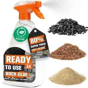 Rock Glue with Sprayer -Ready to Use Mulch Binder for Landscaping, -Dry No Dilution Landscape Glue  for Rocks, Binder, Mulch Glue for Landscaping and Pea Gravel Stabilizer 34OZ
