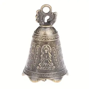 Vintage Brass Bell Decor with Lucky Symbol, Chinese Style Traditional Charming Hanging Ornament, Festive Christmas Decoration, Prosperity and Good Luck Charm, Symbolism, Cultural Significance, Unique Craftsmanship