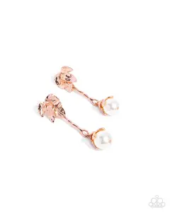 Nod to the Classics - Copper Shiny White Pearl Post Earrings - Paparazzi