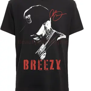 Breezy Signature T-Shirt - Black Graphic Tee with Iconic Design and Bold Red Signature