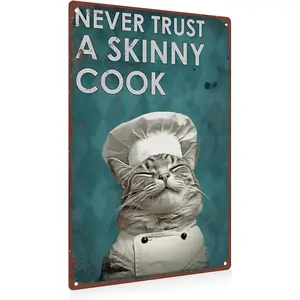 Funny Kitchen Wall Decor Cute Cat Stuff Unique Italian Kitchen Decor Fat Chef Kitchen Decorchef Kitchen Decor And Accessories Vintage Tin Sign 8x12in