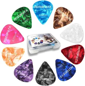 15 Pack Guitar Picks with Organizer Storage Box - Assorted Variety, 0.5, 0.75, 1.0 mm Thickness Colorful