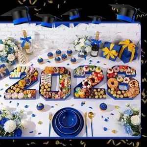 8 Pcs 2026 Fillable Numbers Charcuterie Tray – 13.7 Inch Plastic Number Serving Boards, Graduation Decor Centerpieces for Kindergarten, Preschool, High School & College Graduation Party**