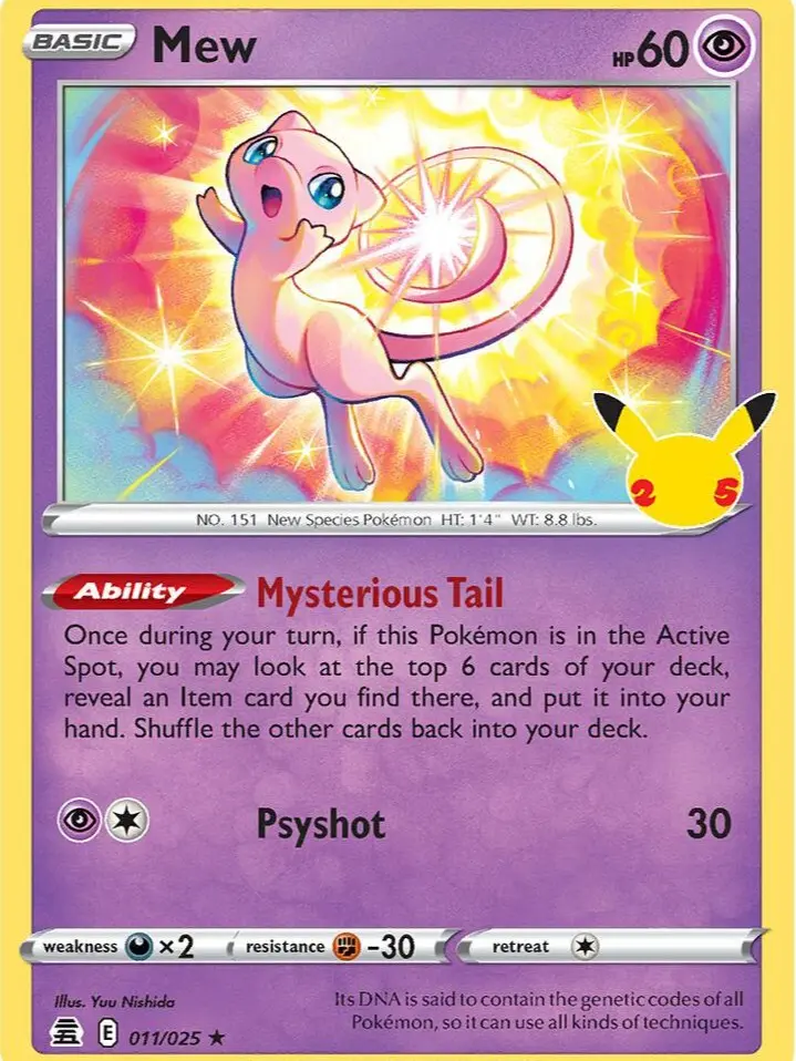 Pokémon Mew 25th Celebrations Rare Collectible Cards - Non-Sports Trading Card Collectible Set, english