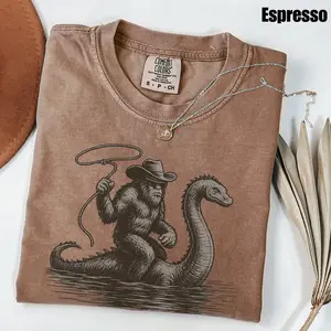 Cowboy Bigfoot Comfort Colors Shirt, Funny Shirt, Hilarious Loch Ness Monster Really Vintage Shirt, Funny Sasquatch Graphic Big Foot Shirt