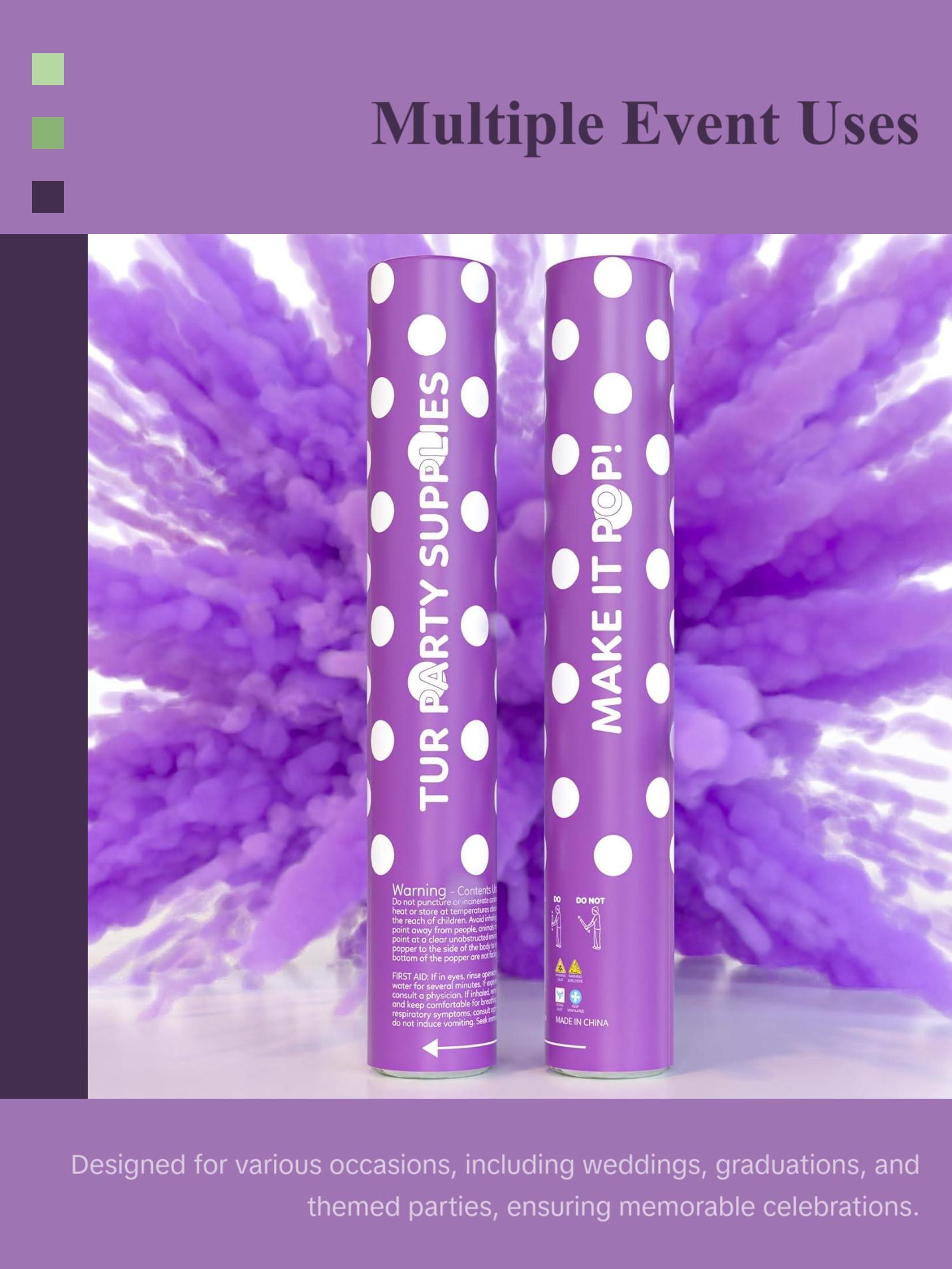 2 Pack Purple Powder Cannon Poppers (12 Inch)