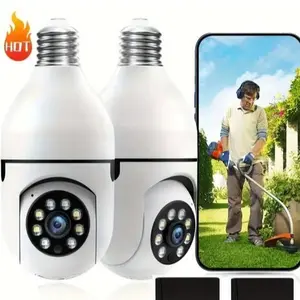 3MP  Wireless 2.4GHz&5GHz WIFI Light Bulb Camera, Full Color Night Vision, 2-Way-Audio,  Motion Detection and Alarm,Work with Alexa,SD/Cloud Storage,  WiFi Bulb Camera