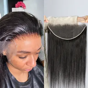 KRN 13x4/13x6 HD Lace Frontal Natural Black 100%Human Hair Pre-Plucked with Baby Hair Brazilian Virgin Human Hair Frontal with Small Single Knot