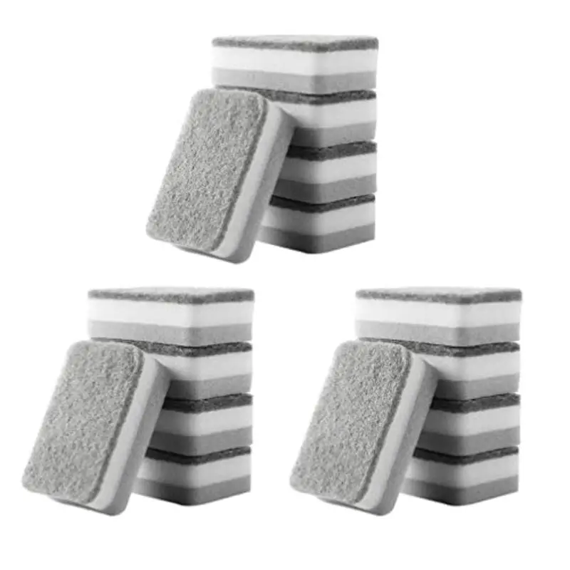 15pcs Housoutil Heavy Duty Non-Scratch Dual-Sided Dish Sponges & Scouring Pads - Stackable Kitchen Cleaning Sponges with Grey & Design, Durable Dishwashing Sponges for Pots, Pans, Dishes, Sinks, Countertops, Ovens, Grills - Commercial & Home Use