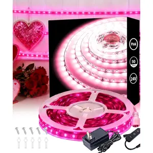 50 Feet Led Lights Strip Valentines Day Decor Rope Lights Easy DIY Princess Bedroom Cuttable Strip Lights for Baby Room Bathroom Living Room Kitchen Ceiling Wall Vanity Mirror Decoration