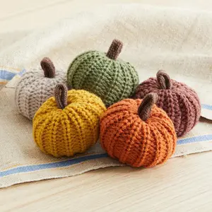 Mini Knit Pumpkins Set of 5 - Perfect for Home Decor