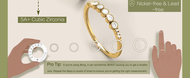 ORAZIO 14K Gold Plated Stackable Rings for Women Non Tarnish Dainty Cubic Zirconia Wedding Engagement Bands Minimalist Trendy Statement Anniversary Promise Thumb Stacking Rings Size 6-10 Hypoallergenic Waterproof Gift Set