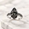 925 Sterling Silver Synthetic Obsidian Floral Design Ring - Elegant Fashion Ring with Black Lab-Grown Diamond, Women's Accessories, Gifts for Adulting Women & Cool Gifts for Adults (Daily Wear, Birthday Use)