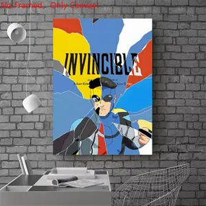 1 piece/set frameless canvas painting print poster, Classic Movie scenes Poster art，Invincible Comic Book Cover Art， a perfect gift for Movie loves, ideal gift for bedroom, living room, dorm hallway, kitchen, mural, wall decoration, room decor