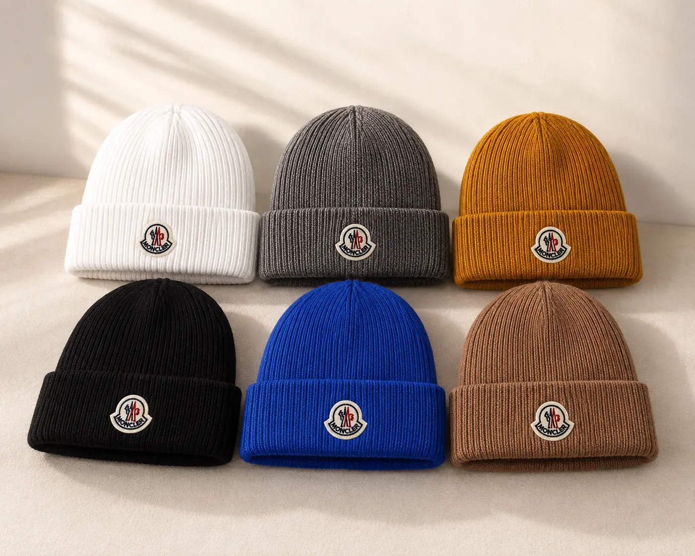 Moncler Beanie Hat – Knit Winter Cap, Embroidered Moncler Logo, Unisex Warm Skull Cap, Luxury Outdoor Headwear, Ski Snowboard Hiking Streetwear Fashion Beanie
