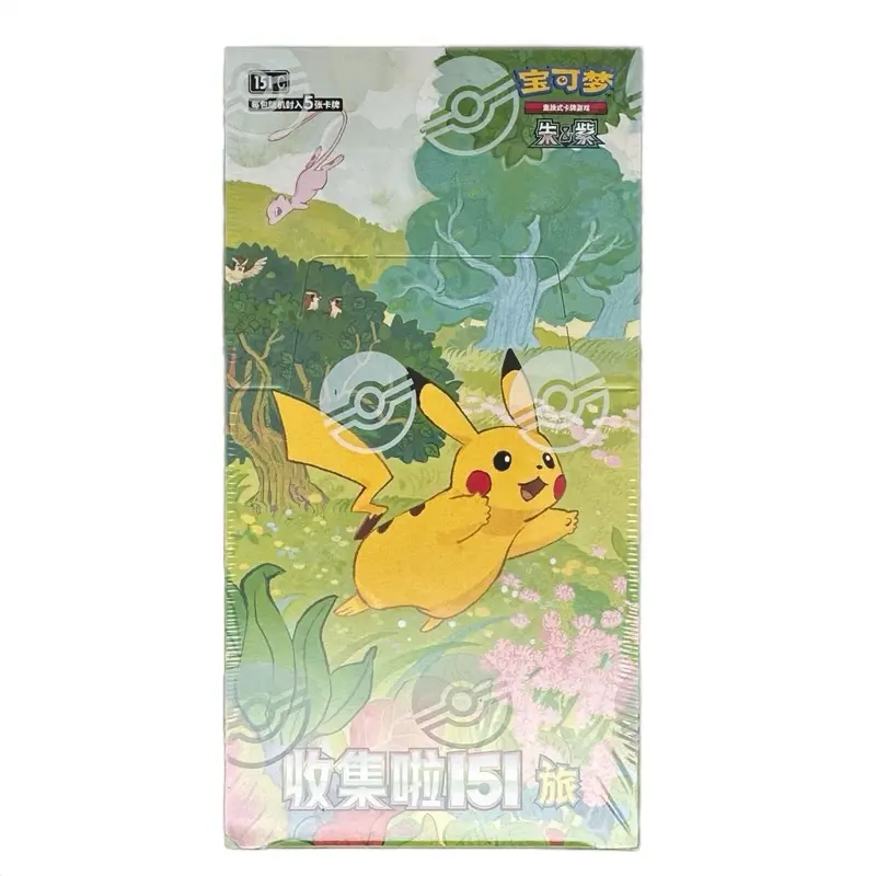 Pokemon Simplified Chinese Collect 151 Journey Standard Slim Pack Booster Box Featuring Pikachu in Forest Design