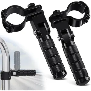 PBYMT M8 Motorcycle Pegs Foldable CNC Footpegs 1&1-1/4in 25 32mm Fit for Mini Bike Dirt Pit Bike Electric Car Motorbike Suzuki Kawasaki Honda Yamaha Aprilia Black