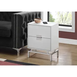 23.5" Particle Board and Chrome Metal Accent Table