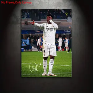 1 piece/set frameless canvas painting print poster, Unframed art print, Artwork, classic realistic style art, Vinícius Júnior celebrating a goal, gift for football culture enthusiasts, ideal gift for bedroom, living room, wall decoration