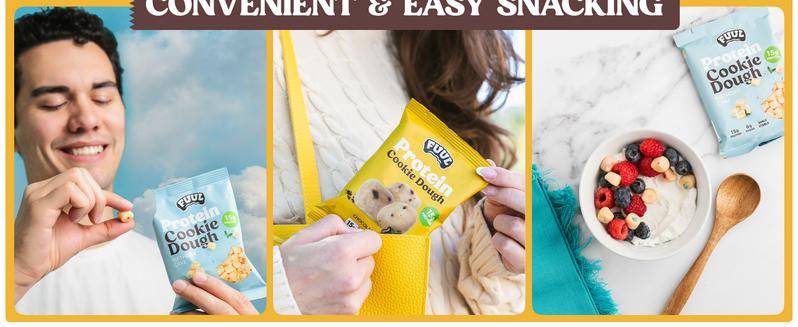 FUUL Protein Cookie Dough Bites - High Protein 15g Low Sugar 6g - Perfect for Snacking or Post Workout Recovery - Chocolate chip and Birthday Cake Flavors