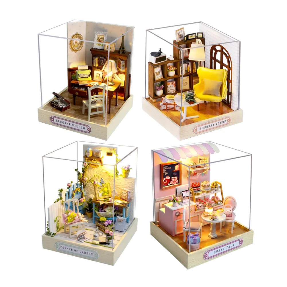 1PC DIY 3D Miniature Dollhouses Ornaments Bookshelf Room Decorations Living Room Tabletop Holiday Gifts Thanksgiving Halloween Christmas Birthdays(Excluding tools, glue, and batteries)