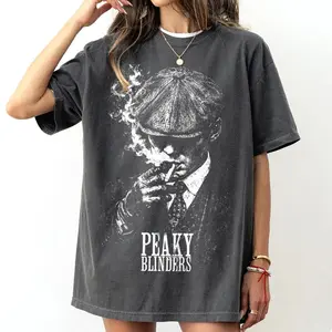 Tommy Shelby Peaky Blinders Shirt – Vintage Acid Wash Oversized Tee, Retro 90s Distressed Graphic, Unisex Streetwear Gift