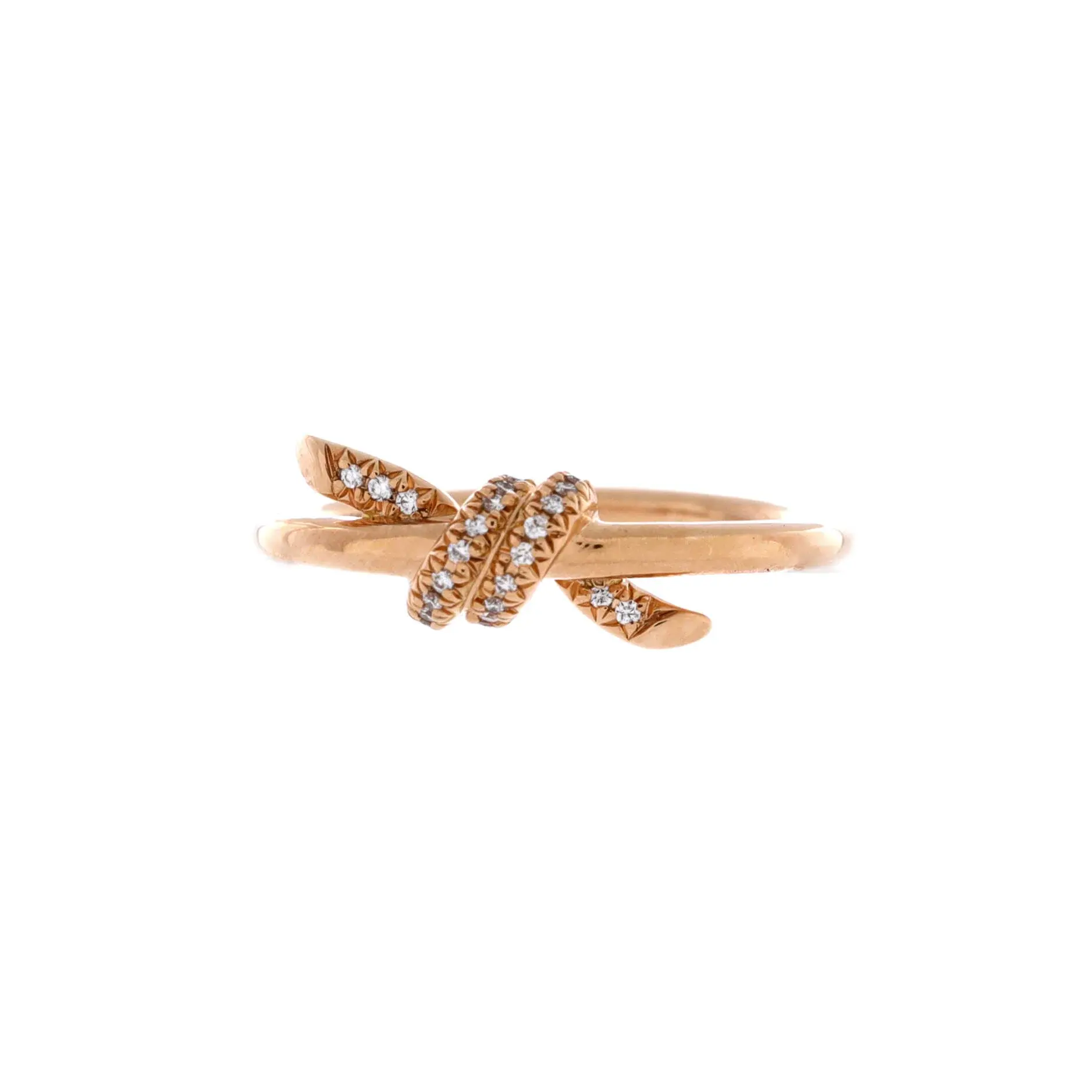 Pre-owned Tiffany & Co. Knot Ring 18K Rose Gold with Diamonds by Rebag