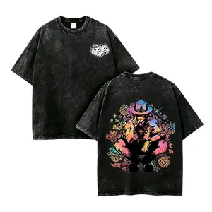 One Piece Portgas D. Ace Graphic T-Shirt, Vintage Washed Distressed Oversized Anime Tee, Retro Fire Fist Ace Pirate Streetwear Top for Men Women, Anime Lover & One Piece Fan Gift Shirt Wetsuit Shoe Tshirt Menswear Top