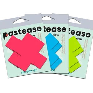 Plus X: Glow-in-the-Dark Neon Cross Pasties Nipple Covers by Pastease Comfort Soft