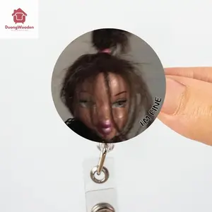 Funny I'm Fine Messy Doll Badge Reel, Nurse Badge Reel Funny, Nurse Badge Holder