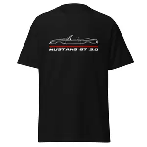 Premium T-Shirt For Mustang GT 5.0 Foxbody Convertible Car Enthusiast Grandpa Dad Son Birthday Gift Men's Tee Classic Cotton