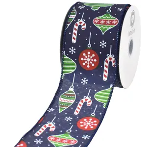 Hanging Christmas Ornaments Satin Wired Ribbon, 2-1/2-inch, 10-yard