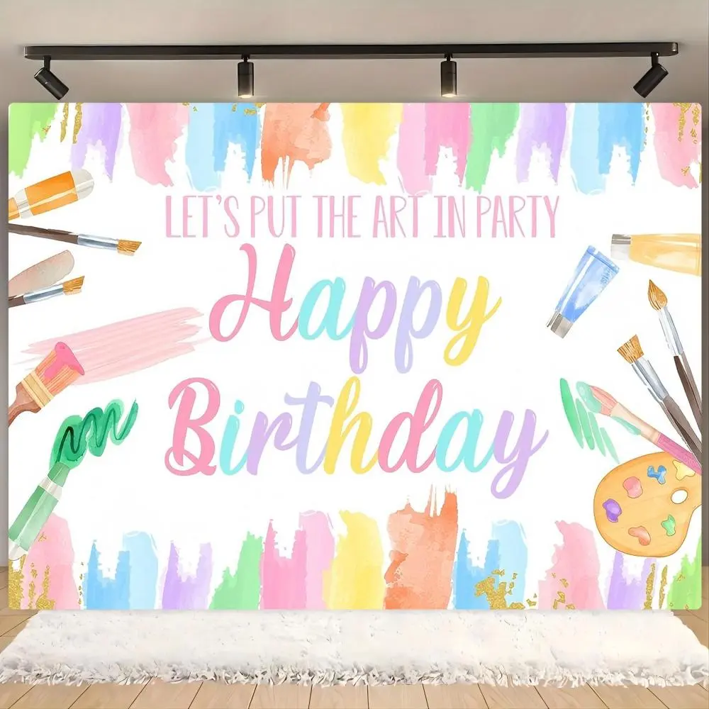 Art Painting Birthday Party Banner, Colorful Painting Birthday Party Backdrop, Birthday Party Decoration Supplies, Home Decor, Ornaments