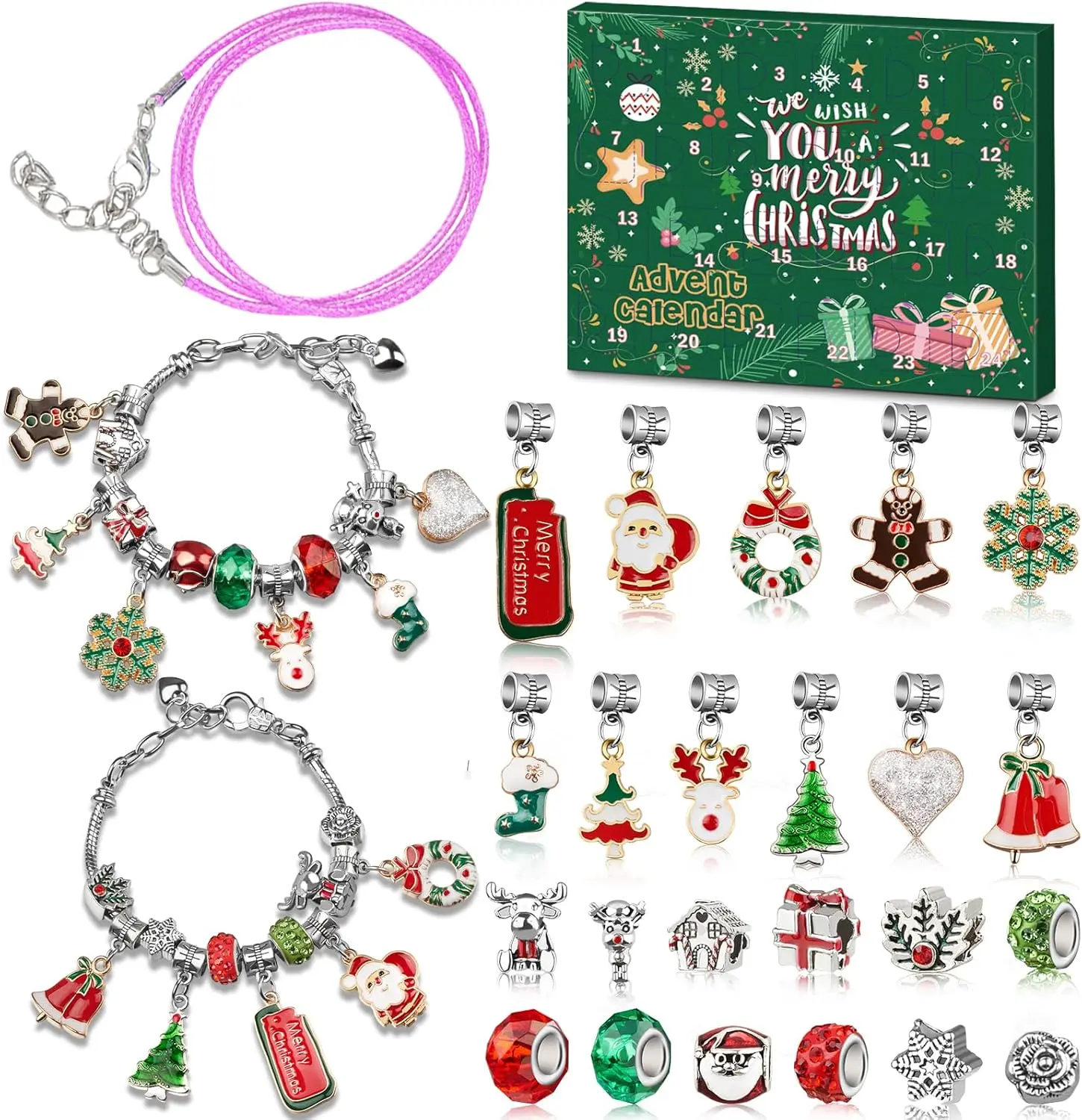 Advent Calendar 2026 Girls, Jewelry Making Kit Charm Bracelet Advent Calendar for Kids Countdown to Christmas, DIY Christmas Arts and Crafts for Girls Age 4-12, Teenagers, Teens Girl, Adults, Women