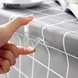 Clear Tablecloth Clip, 8 Counts Transparent Desktop Tablecloth Holder, Table Cover Clip for Indoor & Outdoor Activities, Picnic Table Cover