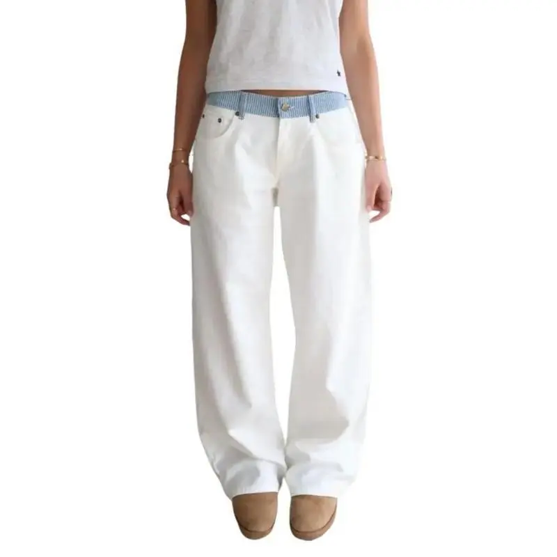 plt cigarette trousers ice blue cut out waistband jeans plt