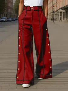 INCERUN Men's Commuter Printed Line Pants, Casual Elastic Waist, Stylish Long Trousers for Daily Wear, Comfortable and Trendy Fashion Apparel