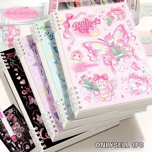A high-quality loose-leaf notebook with a beautiful butterfly design, featuring cute pink, blue, green, and black butterfly covers, thick pages to prevent inkpage, suitable for detailed notes, schoolwork, and personal diaries, Spiral Notebook
