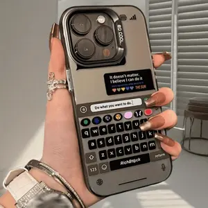 Chat Keyboard Laser Silver Color Full Coverage Phone Case for iPhone 16 15 14 13 12 11 Pro Max XS XR X 8 7, Stylish and Protective Accessory, Casing, Smartphone, Cellphone, Protection