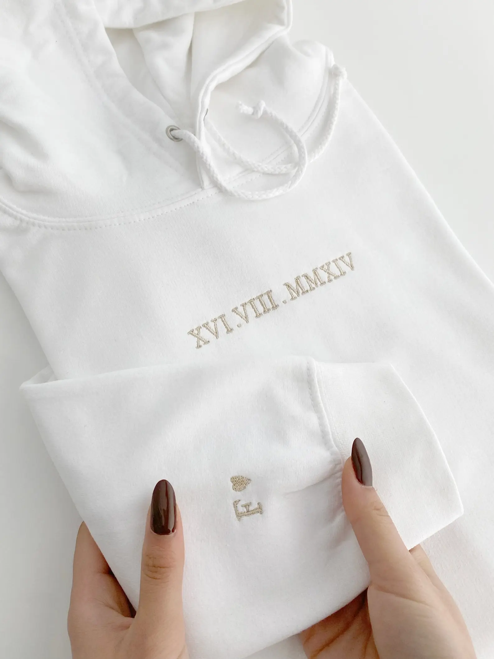 Customised embroidered Couple hoodie, Roman Numerals hoodie, Anniversary Date, Wedding Date, valentines Day Matching Couples Sweatshirt