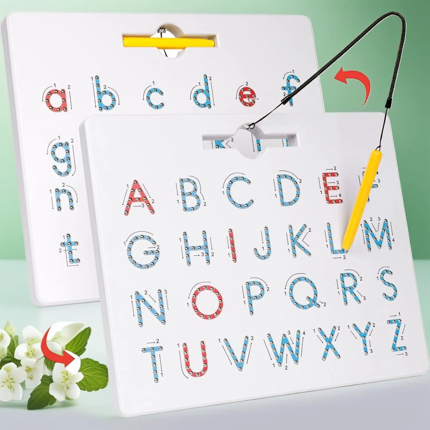 Double Sided Magnetic Letter & Number Board Set - Alphabet Tracing & Math Learning Toy for Toddlers, ABC Uppercase Lowercase Practice, Educational Gift for Kids