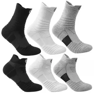 3 Pairs Pack 100% Cotton Men's Sports Socks Thickened Outdoor Running Socks Soccer Basketball Moisture-Wicking Breathable Socks Long and Short Socks