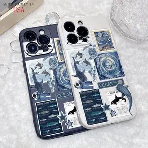 Fashionable phone case with marine life pattern, providing drop and shock protection, suitable for iPhone 16 Plus iPhone 15 Pro Max 14 13 12 11 Pro Max X/XS XS MAX 16E