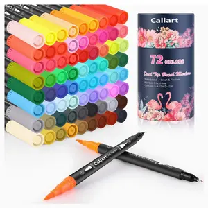 72 Dual-Tip Brush Markers Set, Multicolor, 144 Nibs, Easy to Use, Safe, Non-Toxic