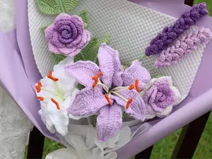 Crochet Lily bouquet, flower bouquet, hand made, gift for teacher, grandma, mom, friends, home decoration, knitted flower, birthday gift