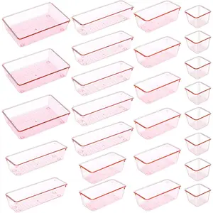 25 count  Plastic Drawer Organizer Set, Clear Stackable Drawer Organizer,Kitchen Drawers Dividers for Bathroom, Office, Kitchen Cabinets and Dressing Tables