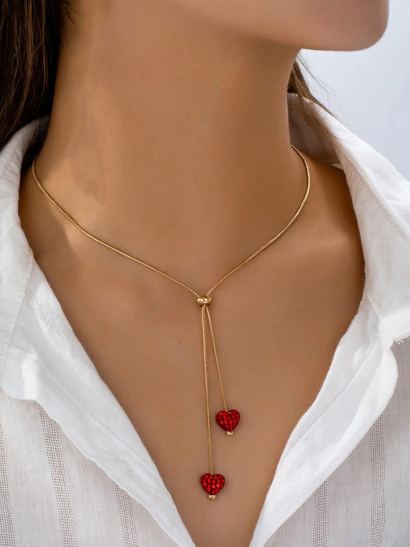 Fashionable Crystal Heart Pendant Necklace, Fashion Pendants, Elegant Jewelry for Women, Perfect Gift for Her, Stylish Accessory for Daily Wear, Hearts Pendant Necklace