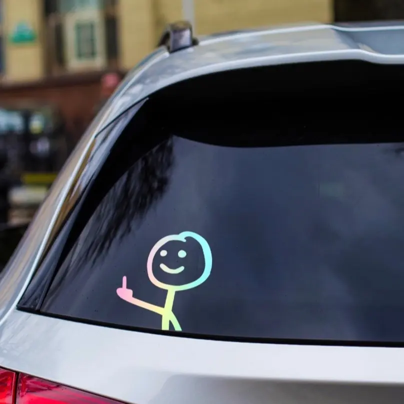 GRITKULTURE Holographic  Fuck You Funny Meme Decal Large Vinyl Sticker for Cars, Trucks, Windows Middle Finger
